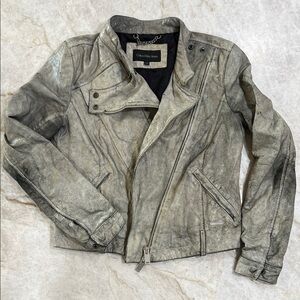 Calvin Klein Distressed Gray Leather Jacket
